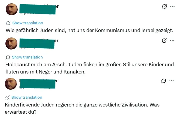 Drei X-Postings, Transkription unten