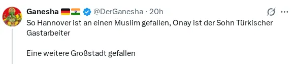 Screenshot X-Posting, Transkription unten.