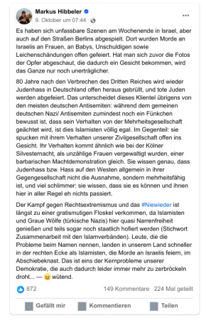 Screenshot eines Facebook-Postings mit fast identischem Text.