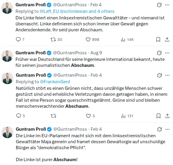 X-Posting-Screenshot, Transkription unten